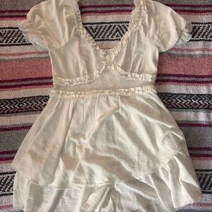 white Ruffled romper dress